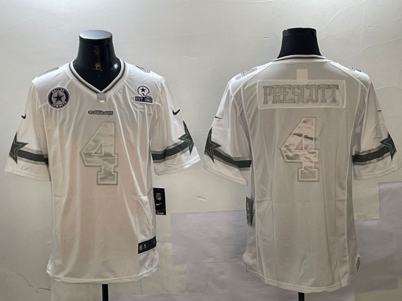 Men Dallas Cowboys #4 Prescott White platinum 2024 Nike Limited NFL Jersey style 4
